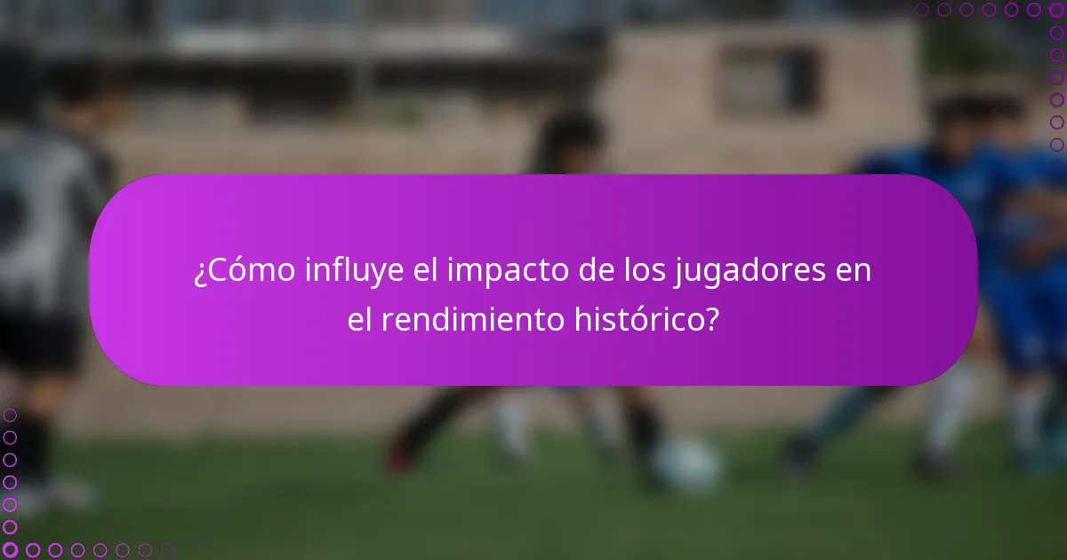 ¿Cómo influye el impacto de los jugadores en el rendimiento histórico?